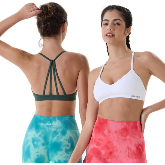 Women’s Seamless Backless Sports Bra Nylon Spandex Medium Support Crop Top - Picture 6 of 7